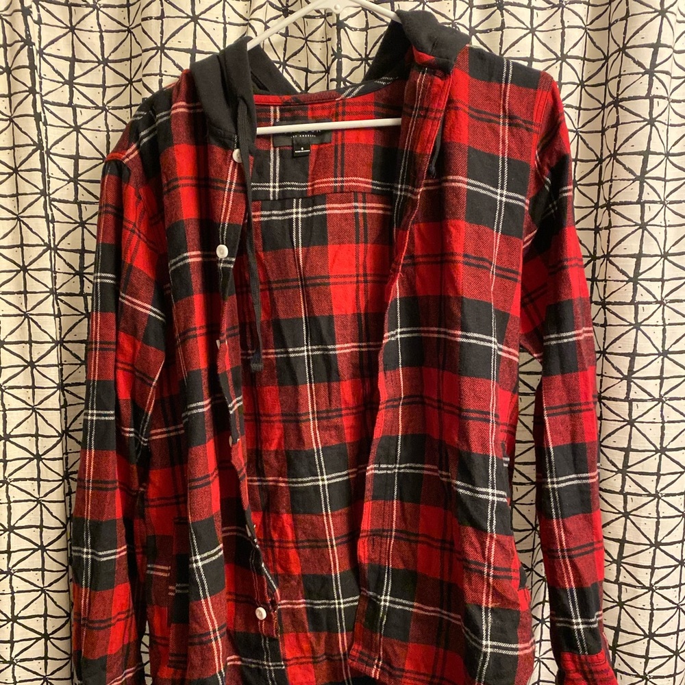 pacsun hooded flannel